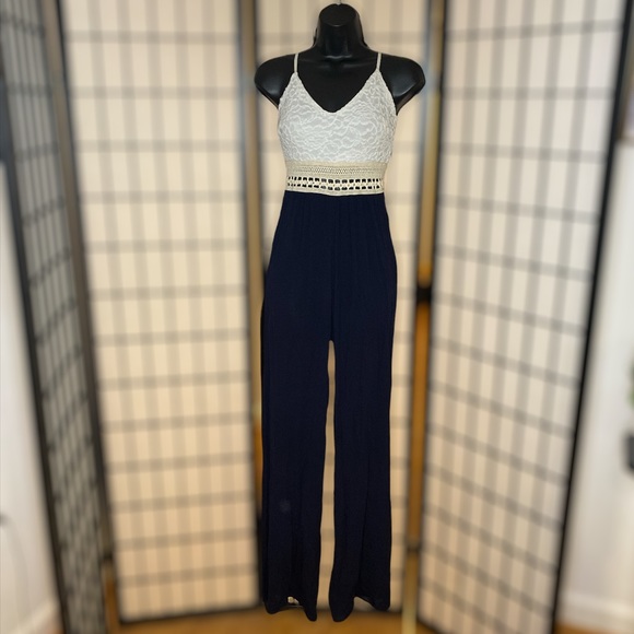 Navy and White Jumpsuit - Picture 2 of 7